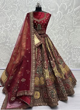 Cream Silk Lehenga Choli