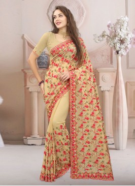 Cream Wedding Designer Saree