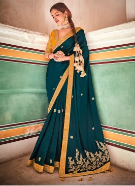 Crepe Silk Classic Designer Saree in Rama