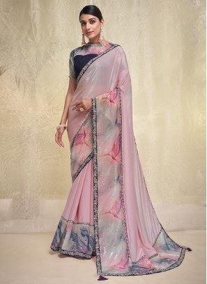 Crepe Silk Embroidered Multi Colour Saree