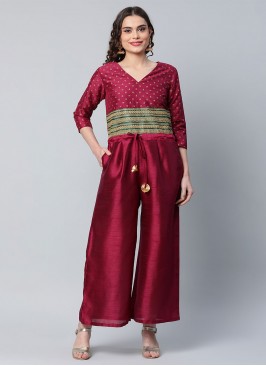 Crepe Silk Maroon Printed Designer Kurti