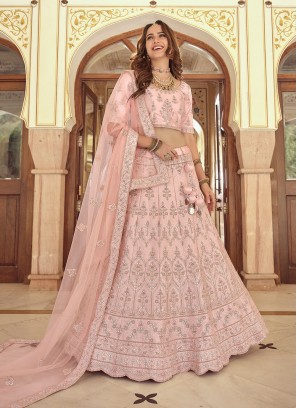 Crepe Silk Pink Lehenga Choli