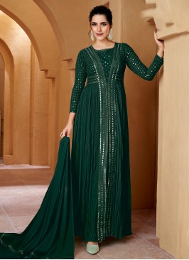 Crush Green Mirror Designer Salwar Kameez