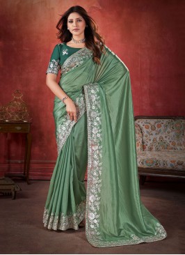 Crush Zari Classic Saree in Green