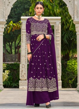 Customary Georgette Purple Salwar Kameez