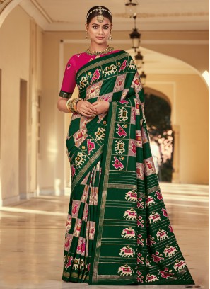 Customary Silk Patola Print Classic Saree