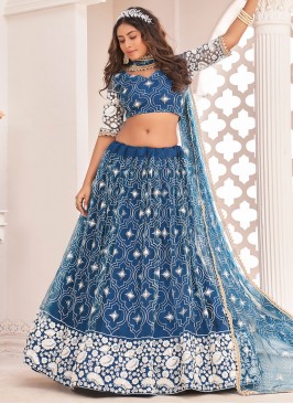 Customary Teal Wedding A Line Lehenga Choli