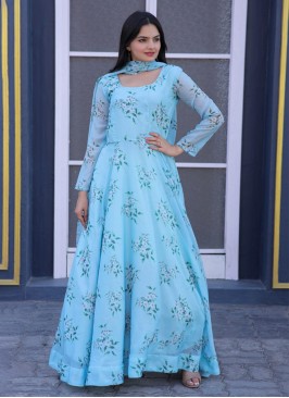 Cute Aqua Blue Floor Length Gown