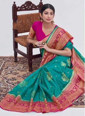 Dainty Aqua Blue Saree