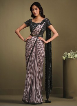 Dainty Embroidered Grey Contemporary Saree