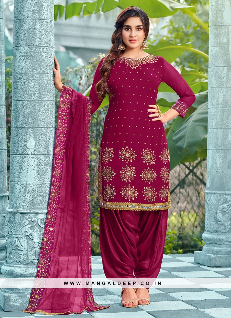 Buy Sensible Cotton Embroidered Work Designer Patiala Salwar Kameez |  Punjabi Patiala Suits