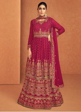 Dainty Faux Georgette Rani Embroidered Readymade Lehenga Choli