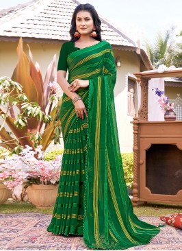 Dainty Green Fancy Fabric Classic Saree