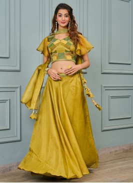 Dainty Mustard Georgette Readymade Lehenga Choli