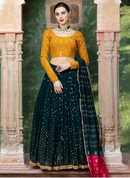 Dark Green Color Georgette Lehenga Choli