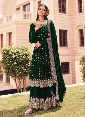 Dark Green Color Georgette Pakistani Suit