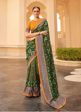 Dark Green Color Silk Party Wear Saree