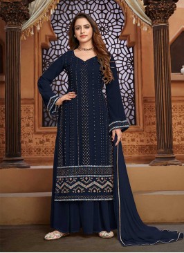 Dark Grey Color Georgette Sharara Suit