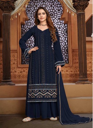 Dark Grey Color Georgette Sharara Suit