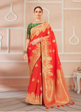 Dark Pink Color Banarasi Silk Traditional Saree