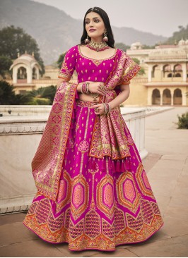 Dark Pink Color Silk Lehenga Choli