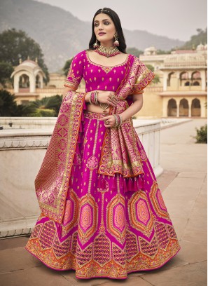 Dark Pink Color Silk Lehenga Choli