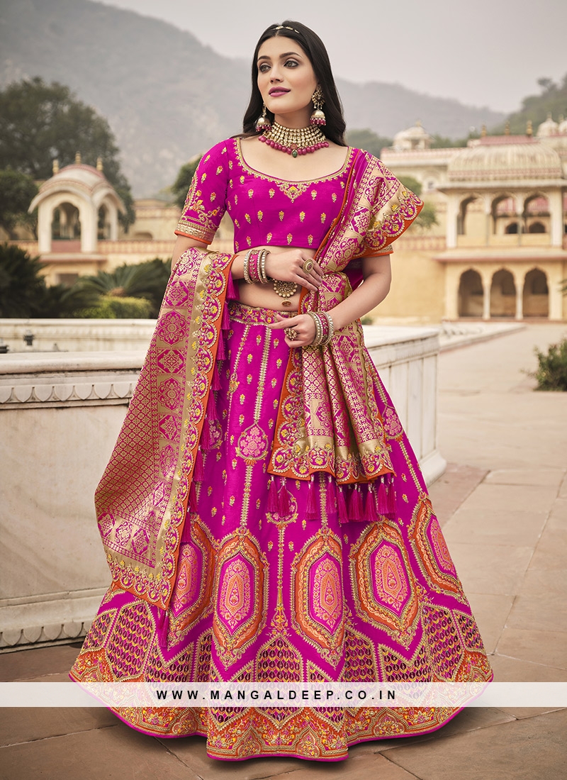 Dark Pink Color Silk Lehenga Choli