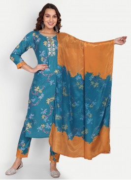 Dashing Muslin Mehndi Readymade Salwar Kameez