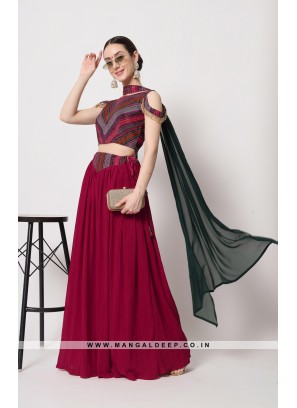 Dazzling Deep Pink Crushed Georgette Party Wear Lehenga Choli