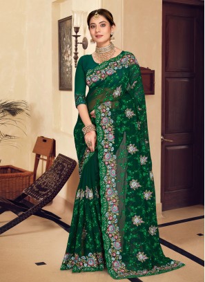 Dazzling Embroidered Trendy Saree