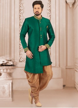 Dazzling Green Color Designer Semi Indo Suit