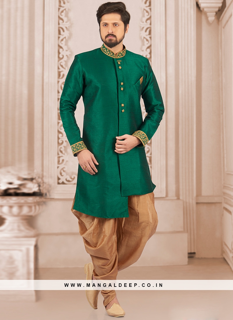 Dazzling Green Color Designer Semi Indo Suit