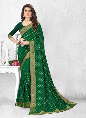 Dazzling Green Color Silk Saree