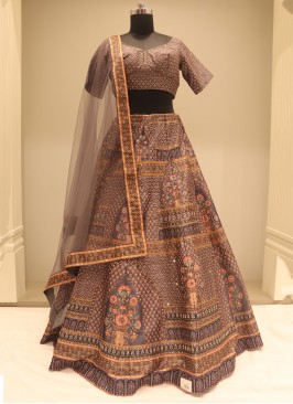 Dazzling Grey Sequins Georgette Festive Wear Lehenga Choli