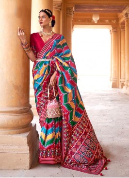 Dazzling Multi Color Patola Silk Saree