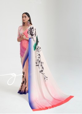 Dazzling Multi Color Satin Saree