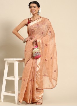 Dazzling Peach Trendy Saree