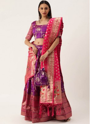 Dazzling Purple Color Jacquard Lehenga Choli