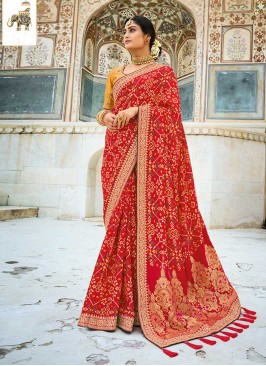Dazzling Red Color Silk Saree