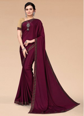 Dazzling Satin Silk Lace Trendy Saree