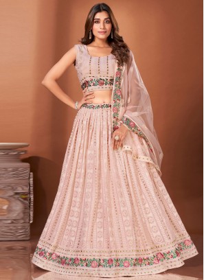 Dazzling Thread Work Rose Pink Designer Lehenga Choli