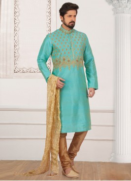 Dazzling Turquoise Color Designer Kurta Payjama