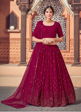 Deep Pink Color Georgette Fancy Lehenga Choli