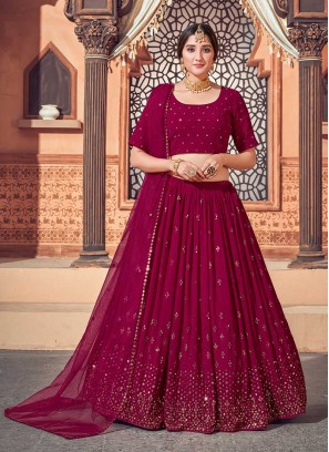 Deep Pink Color Georgette Fancy Lehenga Choli