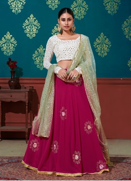 Deep Pink Color Georgette Mehndi Wear Lehenga