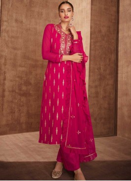 Deep Pink Color Georgette Salwar Kameez