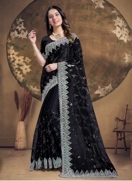 Delectable Black Classic Saree