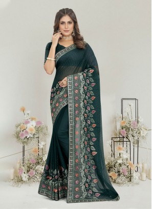 Delectable Chiffon Satin Resham Classic Saree