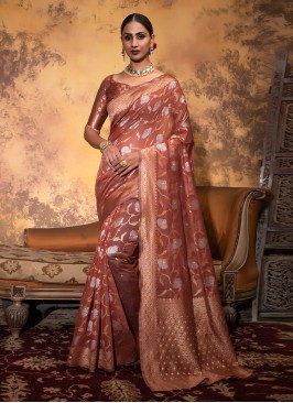 Delectable Cotton Rust Saree