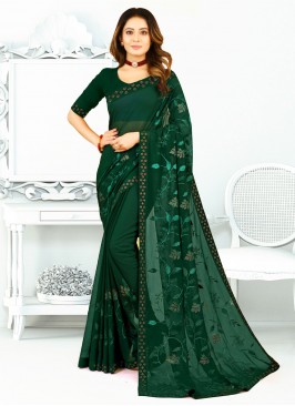 Delectable Green Border Silk Classic Saree